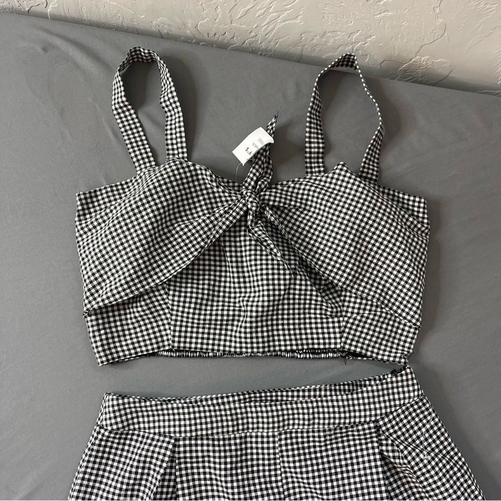 Tilly’s 2 piece matching short top set high wasted gingham tank size large - Picture 5 of 14